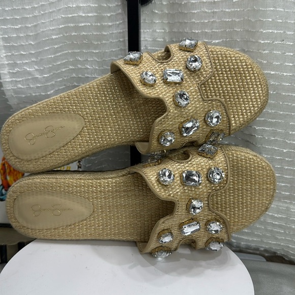 (M5) Jessica Simpson JP-Danalea,raffia and jute sandals with stone studs.Sz 8.5M - Picture 7 of 12